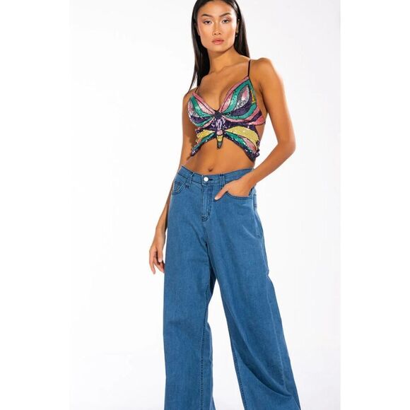 BUTTERFLY SEQUIN TOP Multi Colored One Size - Picture 7 of 7